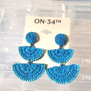 ON 34TH Vibrant Blue Woven Earrings